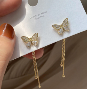 Kolczyki Motylki z zawieszką 047