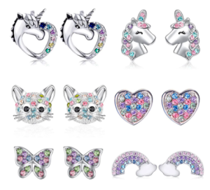 Kolczyki dziecięce Jednorożec Kryształki 054