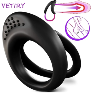 Czarna nakładka na penisa Opóźnienie wytrysku