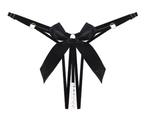 Stringi z koralikami i kokardką E314