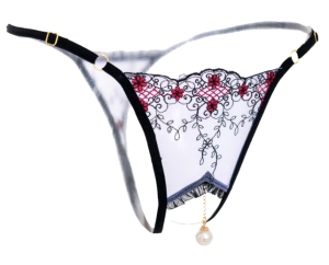 Stringi damskie otwarty krok z perełką E335