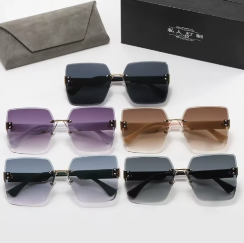 Modne okulary przeciwsłoneczne bezramkowe Oversize
