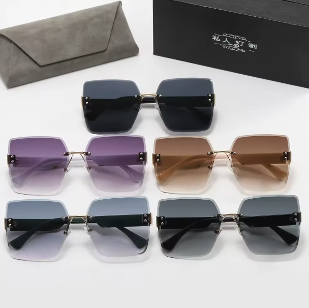 Modne okulary przeciwsłoneczne bezramkowe Oversize