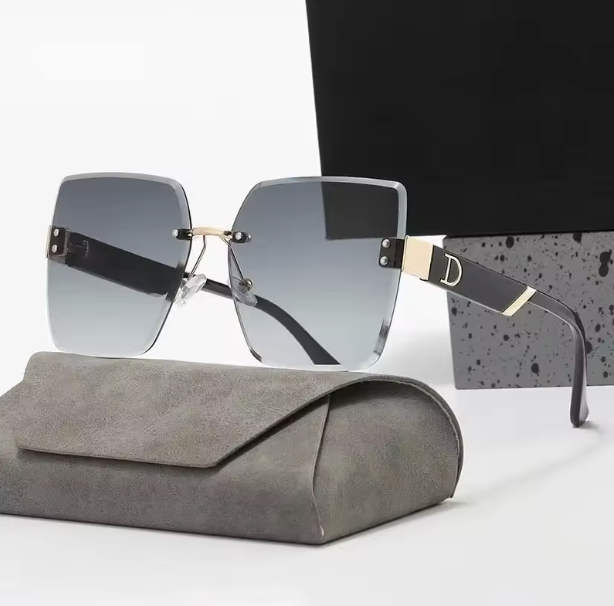 Modne okulary przeciwsłoneczne bezramkowe Oversize
