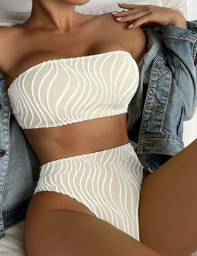 Strój kąpielowy Wyższy Stan falujące wzory