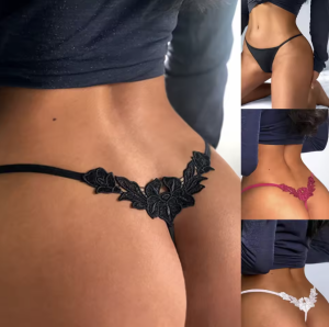 Koronkowe stringi damskie z ozdobnym haftem – S do 3XL 244