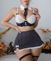 Zmysłowy komplet bielizny – Sekretarka w paski