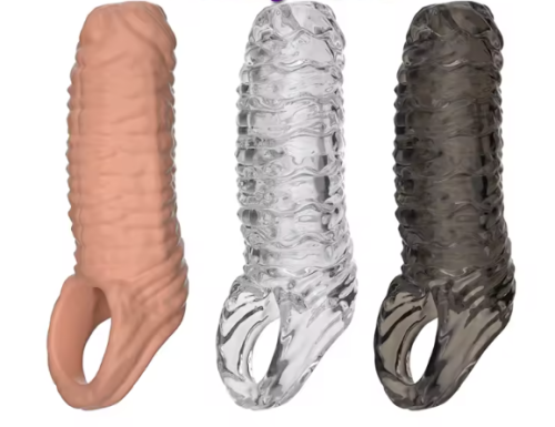 Elastyczna nakładka na penisa – trójpierścieniowy rękaw, który wydłuża, pogrubia i opóźnia wytrysk. Realistyczny efekt, miękki silikon i zwiększone doznania!