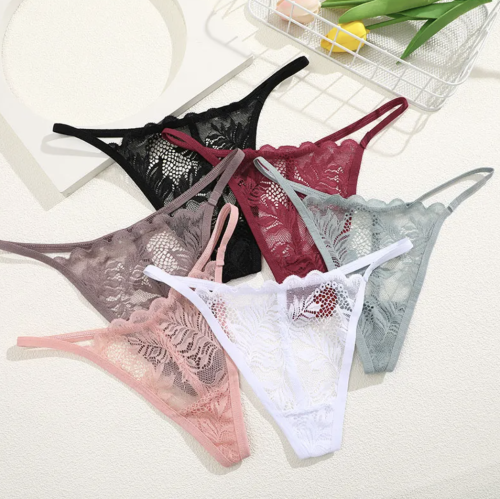 Zmysłowy zestaw 6 sztuk koronkowych stringów damskich w różnych kolorach. Komfortowe, elastyczne, idealne na co dzień i wyjątkowe okazje. Sprawdź wymiary i wybierz swój rozmiar!