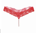 Koronkowe stringi z perłowym paskiem – seksowna bielizna bezkrokowa, która podkreśla kobiece kształty i dodaje pikanterii. Elastyczna koronka, subtelna stymulacja i wygodne dopasowanie.