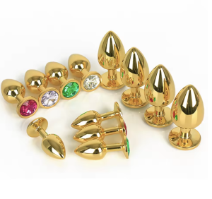 Korek analny złoty z kryształkiem 377