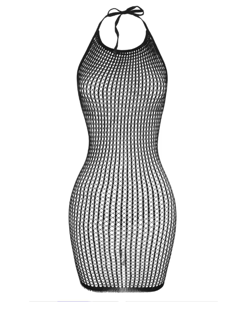Elastyczna sukienka bodystocking z siateczki – zmysłowa, dopasowująca się do sylwetki bielizna erotyczna. Idealna na specjalne okazje i wieczory we dwoje.