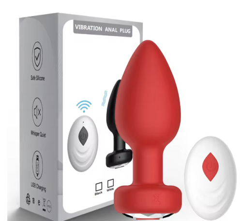 Korek analny z wibracją sterowany pilotem. 9 trybów, silikon medyczny, ładowanie USB, cicha praca. Bezpieczny plug analny dla par i singli. Dybcia.pl.