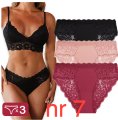 Koronkowe majtki damskie 3-pak. Elegancka, wygodna bielizna z miękkiego materiału, idealna na co dzień i pod dopasowane ubrania.