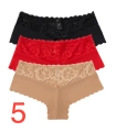 Majtki damskie bezszwowe z koronką, wysoki stan, zestaw 3 sztuki. Elastyczna bielizna dopasowująca się do ciała, komfort i brak odznaczania pod ubraniem.