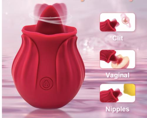 Wibrator ssący Rose dla kobiet z 10 trybami pulsacji. Stymulator łechtaczki i sutków wykonany z silikonu medycznego FDA. Wodoodporny IPX6, ładowanie USB, dyskretny design róży.