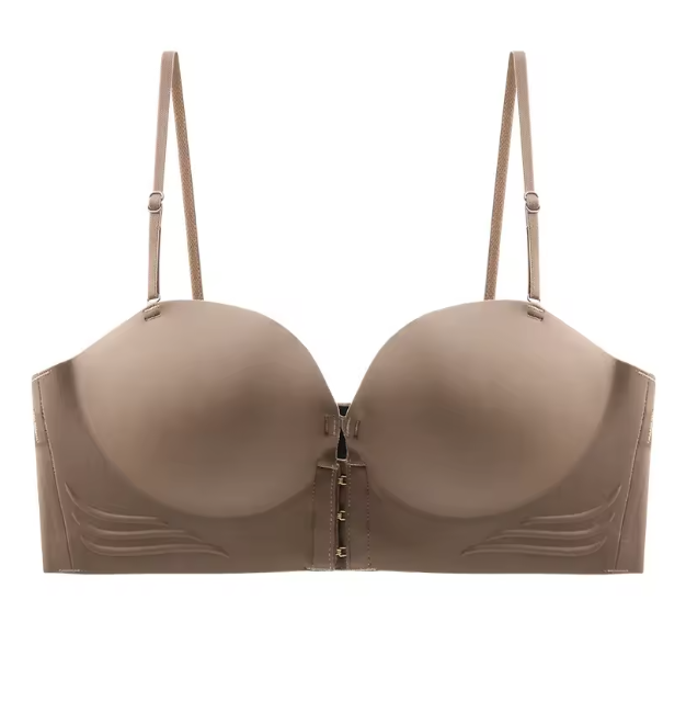 Gładki biustonosz Push-Up bez ramiączek z odpinanymi ramiączkami. Modeluje biust, zapewnia stabilne podtrzymanie i idealnie sprawdza się pod sukienkami oraz eleganckimi stylizacjami.