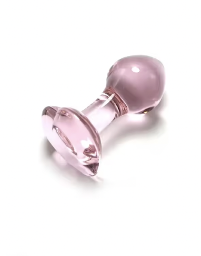 szklany korek analny, różowy korek analny, korek analny serce, korek analny ze szkła, szklany plug analny, korek analny do zabawy temperaturą, elegancki korek analny.