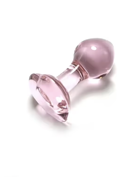 szklany korek analny, różowy korek analny, korek analny serce, korek analny ze szkła, szklany plug analny, korek analny do zabawy temperaturą, elegancki korek analny.