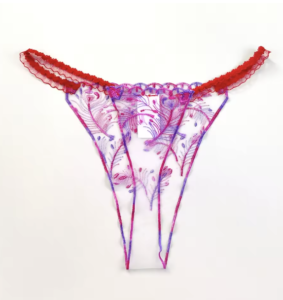 Zestaw 3 par seksownych stringów damskich z transparentnym materiałem i ozdobnym haftem. 3 kolory w komplecie, rozmiary XS–XXL. Sprawdź na Dybcia.pl!