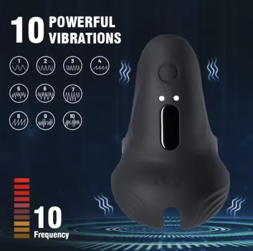Męski wibrator 3w1 z pilotem i 10 trybami wibracji. Stymulacja penisa, jąder i krocza, ergonomiczny kształt oraz ładowanie magnetyczne.