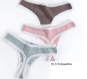 Zestaw 3 par Stringów Bawełnianych 001